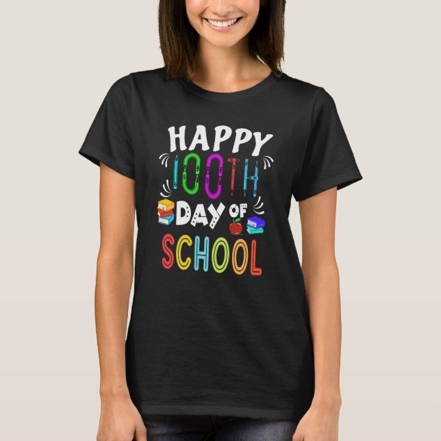 Camiseta Feliz Día 100 De Los Libros De Maestros O Estudian (Anverso)