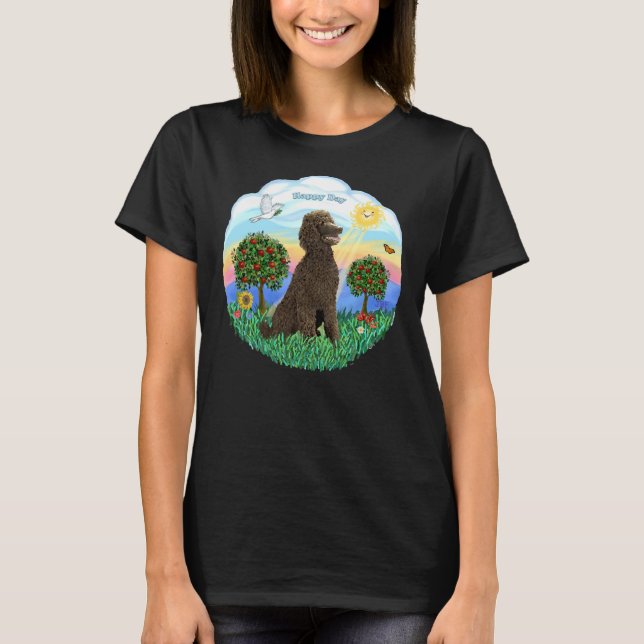 Camiseta Feliz día con un chocolate tradicional de caniche (Anverso)