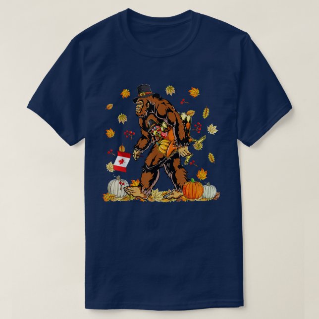 Camiseta Feliz Día de Acción de Gracias Canadá Gran pie Tur (Diseño del anverso)
