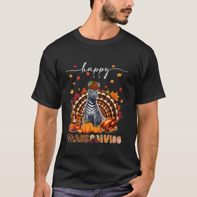 Camiseta Feliz Día de Acción de Gracias, Cebra, Turquía se  (Anverso)