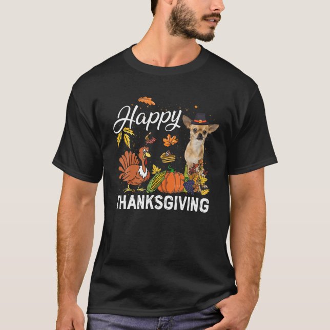 Camiseta Feliz Día de Acción de Gracias Chihuahua Turquía c (Anverso)