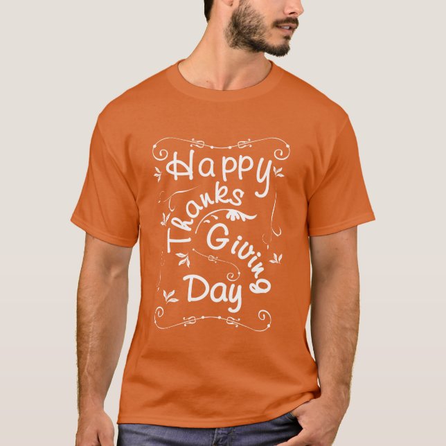 Camiseta Feliz Día de Acción de Gracias con escritura de ti (Anverso)