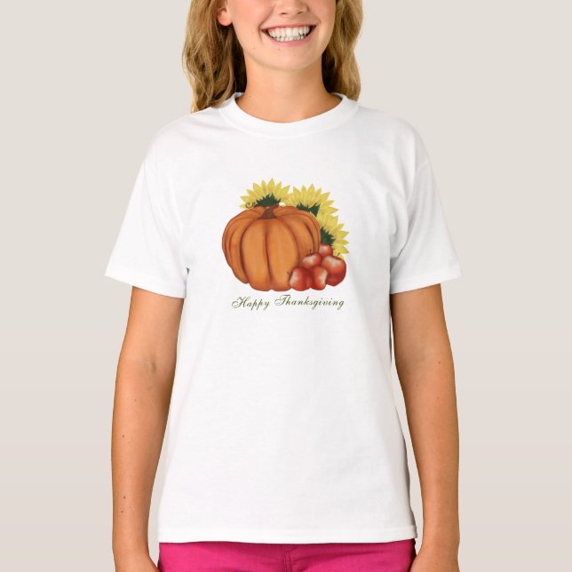 Camiseta Feliz Día de Acción de Gracias Cosecha Calabaza (Anverso)