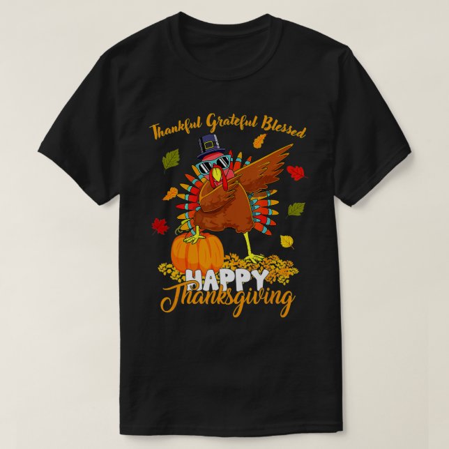 Camiseta Feliz Día de Acción de Gracias Dabbing Turkey Day  (Diseño del anverso)