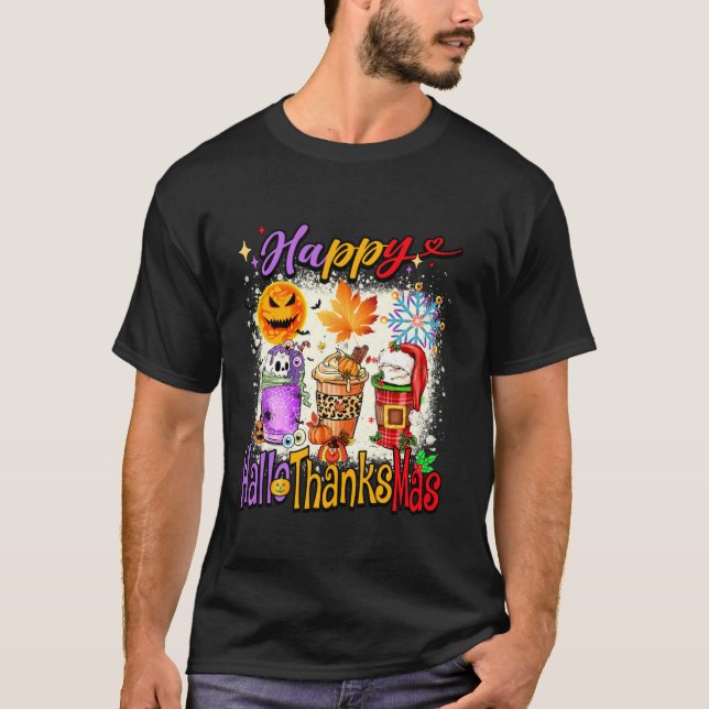 Camiseta Feliz Día de Acción de Gracias de Hallothanksmas L (Anverso)
