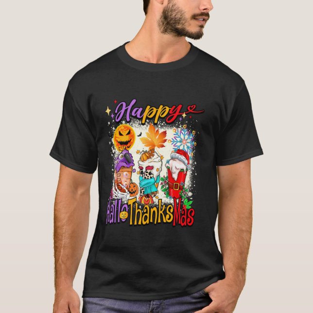 Camiseta Feliz Día de Acción de Gracias de Hallothanksmas L (Anverso)