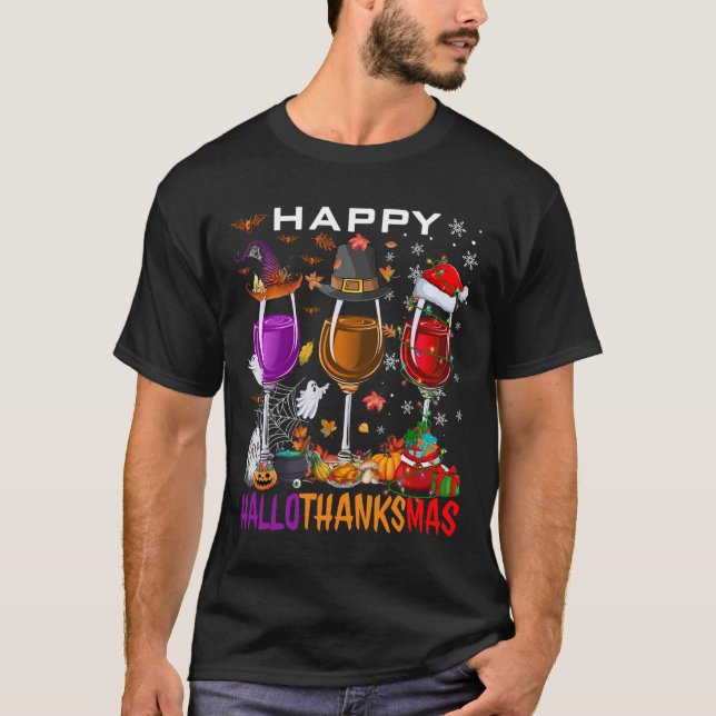 Camiseta Feliz Día de Acción de Gracias de Hallothanksmas W (Anverso)