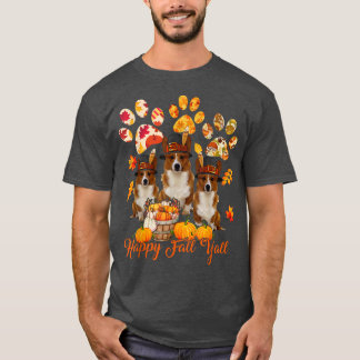 Camiseta Feliz Día de Acción de Gracias de otoño a tres Cor