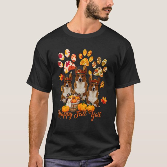 Camiseta Feliz Día de Acción de Gracias de Otoño Tres Caído (Anverso)