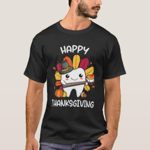 Camiseta Feliz Día de Acción de Gracias Dental Squad Turquí