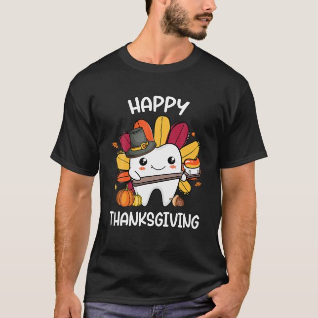 Camiseta Feliz Día de Acción de Gracias Dental Squad Turquí (Anverso)
