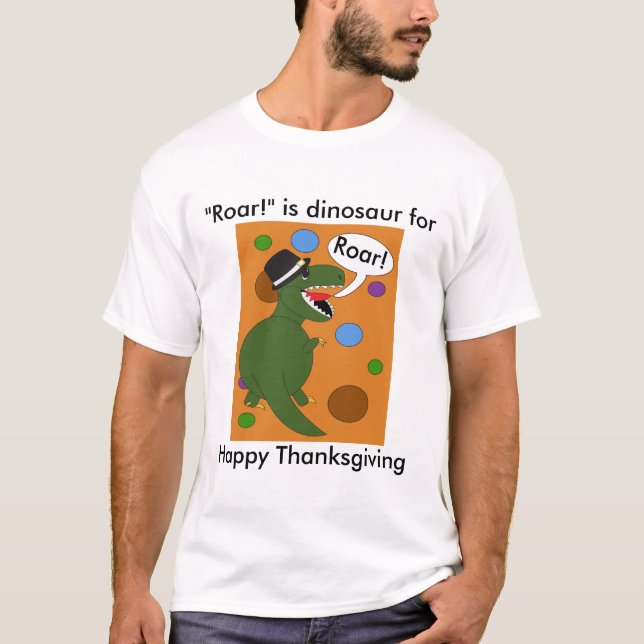 Camiseta Feliz Día de Acción de Gracias Dinosaur Funny Pers (Anverso)