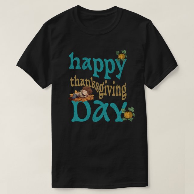 Camiseta Feliz Día de Acción de Gracias - Diseño festivo (Diseño del anverso)