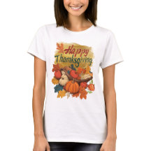 Camiseta feliz Día de Acción de Gracias dorada 