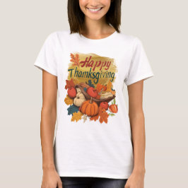 Camiseta feliz Día de Acción de Gracias dorada 
