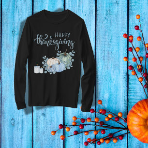 Camiseta Feliz Día de Acción de Gracias en azul  