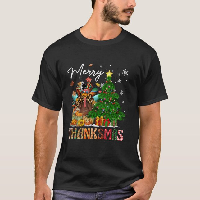 Camiseta Feliz Día de Acción de Gracias en Turquía Árbol de (Anverso)