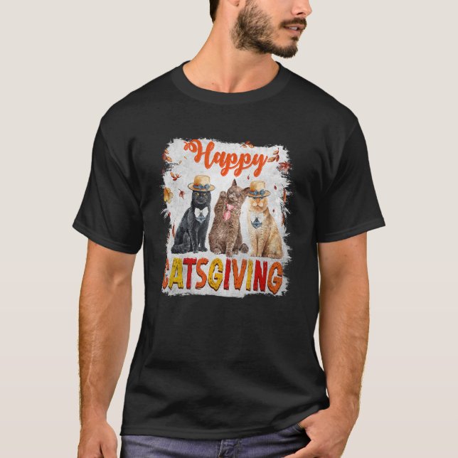 Camiseta Feliz Día de Acción de Gracias Gato (Anverso)