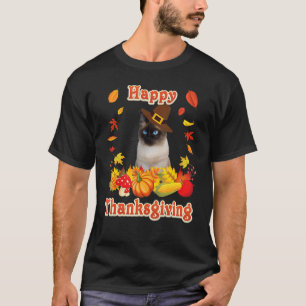 Camiseta Feliz Día de Acción de Gracias Gato Siames Estoy A