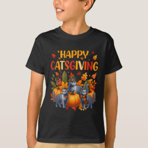 Camiseta Feliz Día de Acción de Gracias Gato Tres Lindos Ga