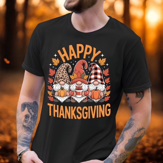 Camiseta Feliz Día de Acción de Gracias Gnomes Café y Calab (Subido por el creador)