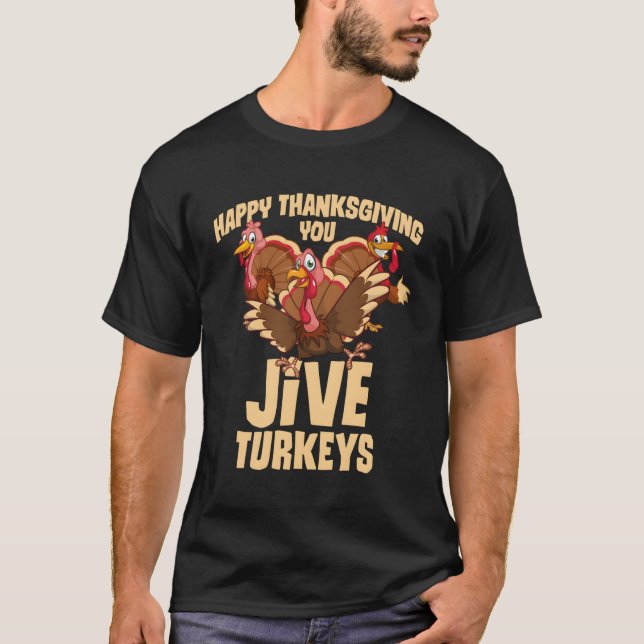 Camiseta Feliz Día de Acción de Gracias Jive Turkeys Coon T (Anverso)
