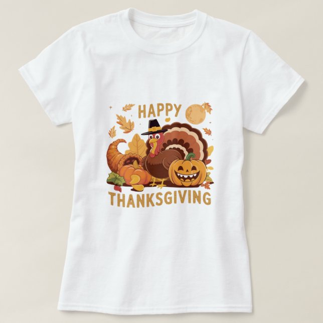 Camiseta Feliz Día de Acción de Gracias Otoño Cosecha Camis (Diseño del anverso)