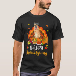 Camiseta Feliz Día de Acción de Gracias Pastor Alemán Pavo 