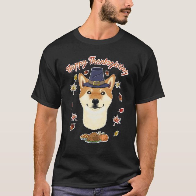Camiseta Feliz Día de Acción de Gracias Perro I Shiba Inu (Anverso)