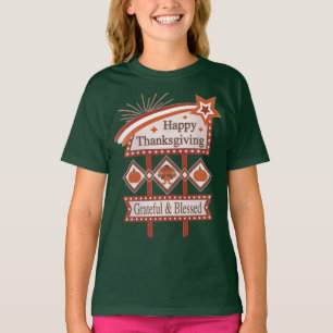 Camiseta Feliz Día de Acción de Gracias, Rótulo Retro Bendi