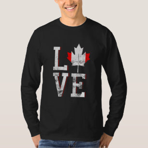 Camiseta Feliz Día de Canadá Amo la Bandera de Manzana de M