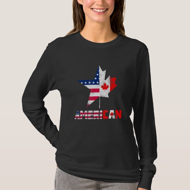 Camiseta Feliz Día de Canadá Bandera Americana Canadiense C (Anverso)