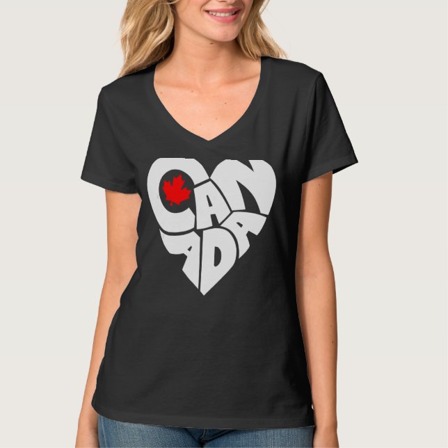 Camiseta Feliz Día de Canadá Bandera Canadiense Corazón de  (Anverso)