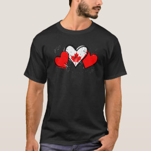Camiseta Feliz Día de Canadá Bandera del Corazón Hombres Ca