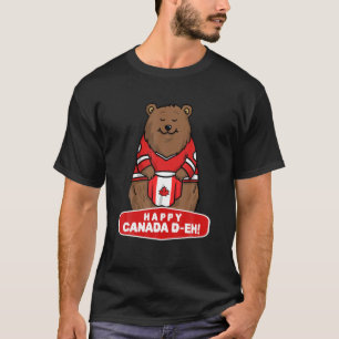 Camiseta Feliz Día de Canadá, divertida bandera de oso cana