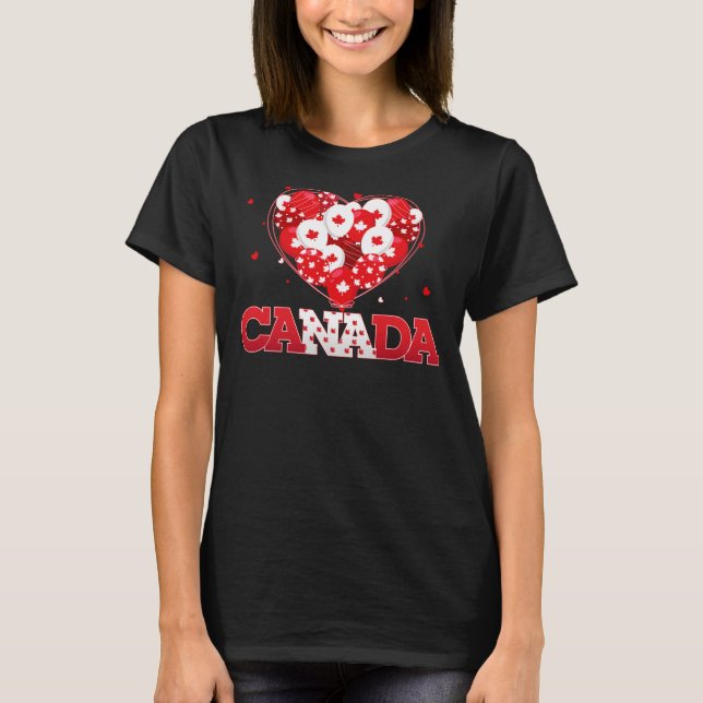 Camiseta Feliz Día de Canadá Globos Bandera Canadiense Grac (Anverso)