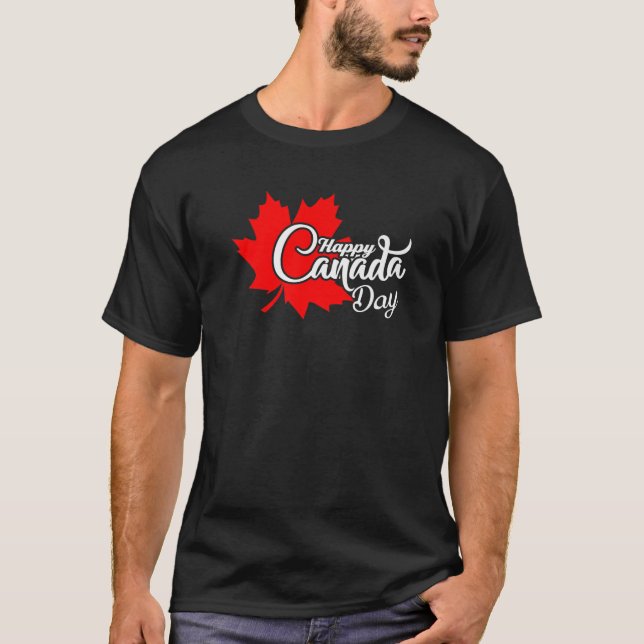 Camiseta Feliz Día de Canadá Gracioso Maple Leaf Bandera Ca (Anverso)