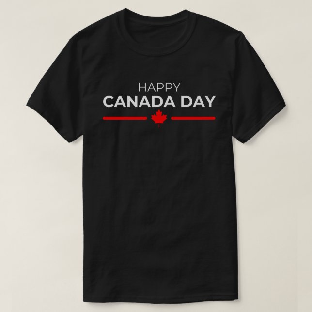 Camiseta Feliz Día de Canadá Hoja de Arce Rojo Blanco (Diseño del anverso)