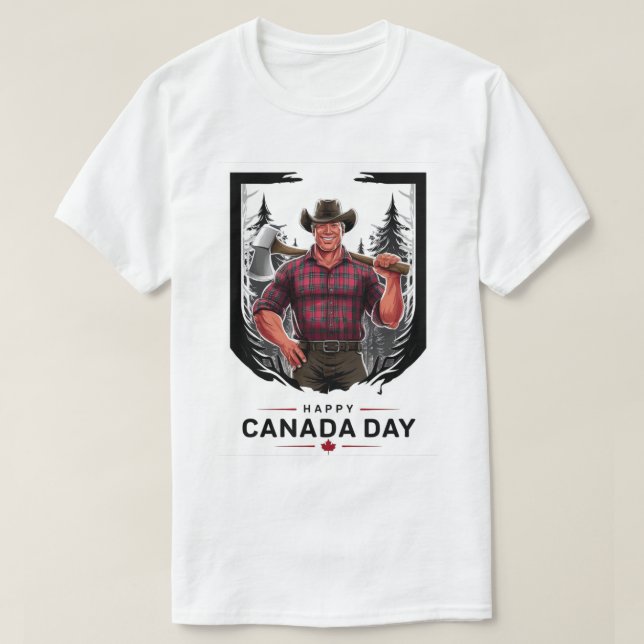 Camiseta Feliz Día de Canadá Leñador (Diseño del anverso)
