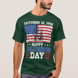 Camiseta Feliz Día de Colón Bandera Americana 1492