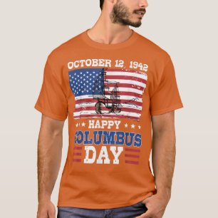Camiseta Feliz Día de Colón Bandera Americana 1492