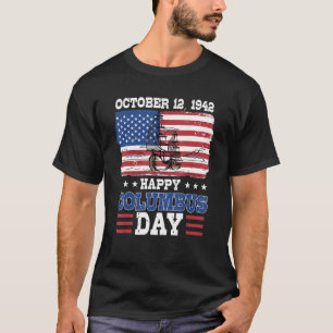Camiseta Feliz Día de Colón Bandera Americana 1492