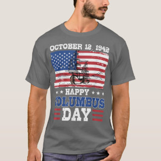 Camiseta Feliz Día de Colón Bandera Americana 1492