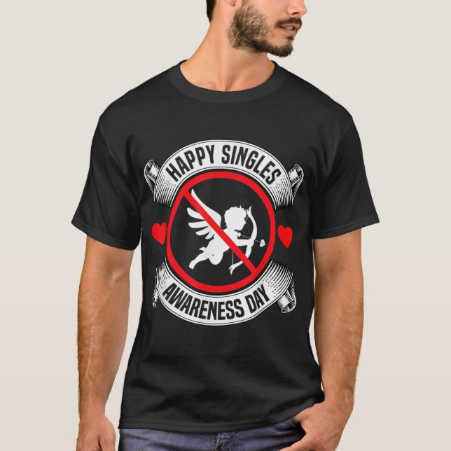 Camiseta Feliz Día de Conciencia de los Solteros Anti Cupid (Anverso)