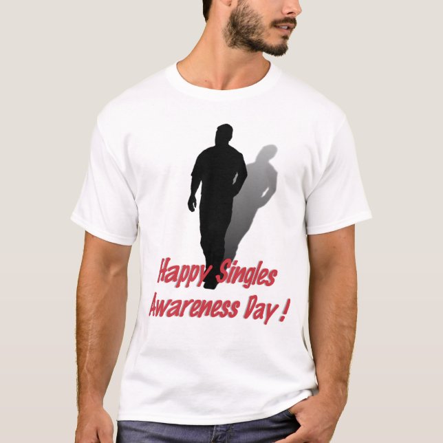 Camiseta Feliz Día de Conciencia de los Solteros (para él) (Anverso)