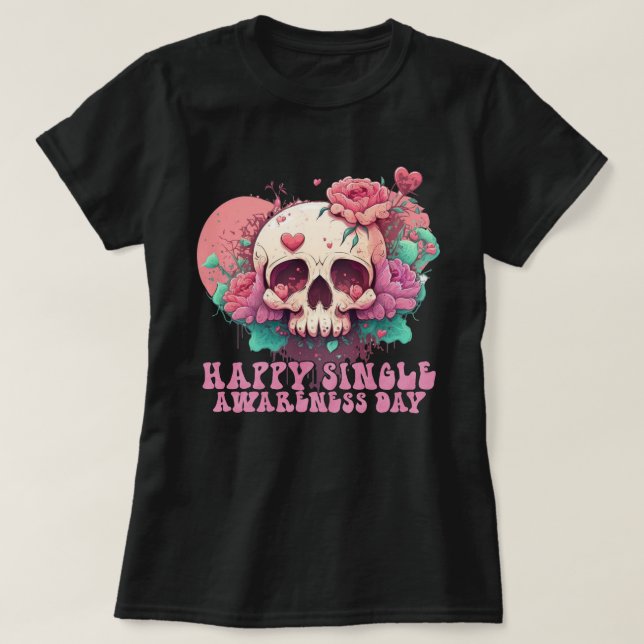 Camiseta Feliz Día de Conciencia Única Valentine Skull (Diseño del anverso)