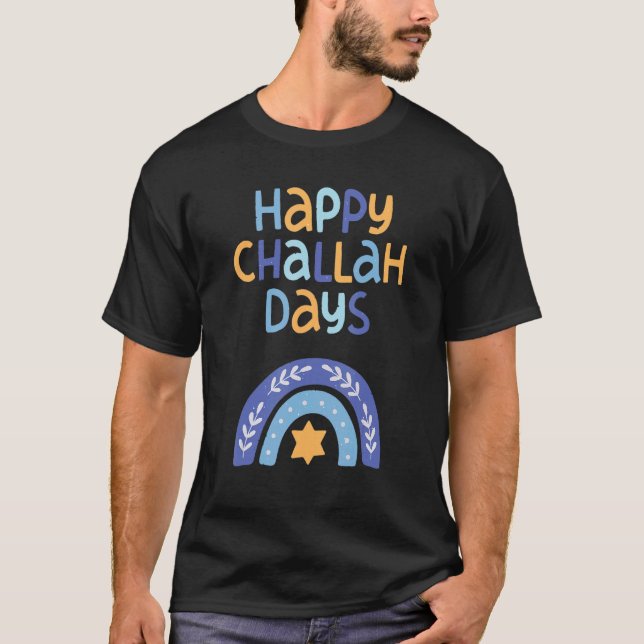 Camiseta Feliz día de desafío Hanukkah Retro Boho Rainb (Anverso)