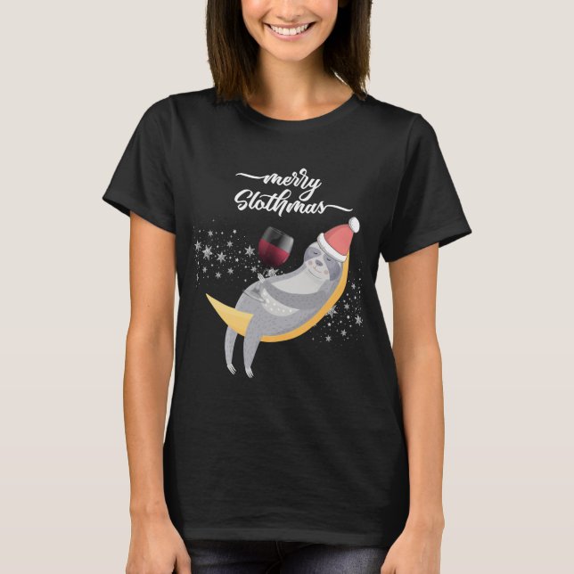 Camiseta Feliz día de fiesta de la luna de la pereza del (Anverso)