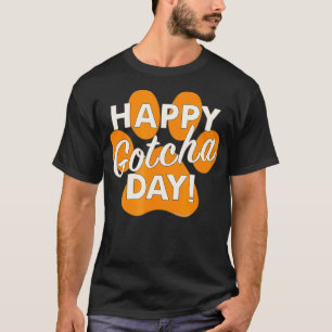 Camiseta Feliz Día de Gotcha Naranja Perro Paw Print Anima