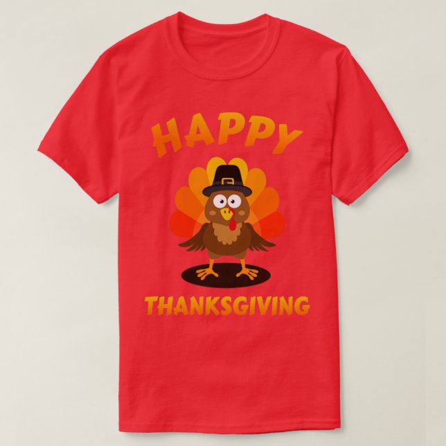 Camiseta Feliz día de gracias con un lindo pavo para las va (Diseño del anverso)